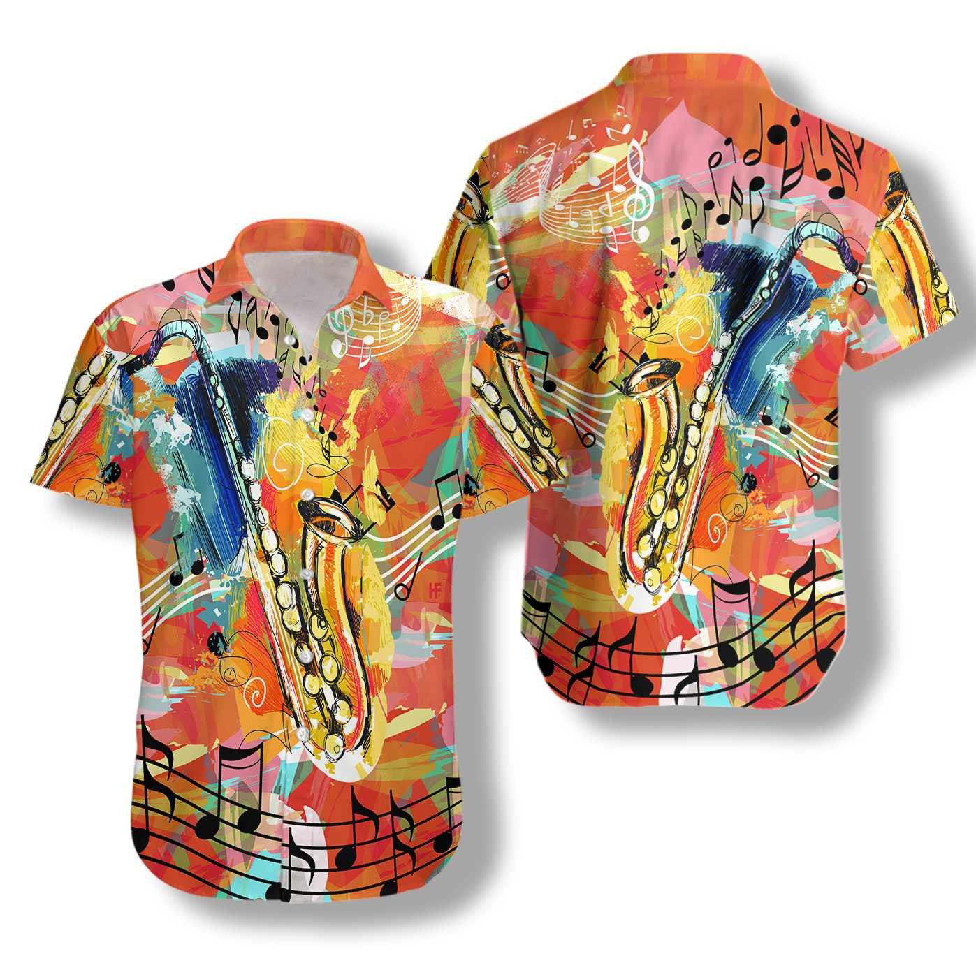 Multicolor Saxophone Guides You To The World Hawaiian Shirt,Hawaiian Shirt Gift, Christmas Gift