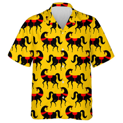 Black Horse National Folk Craft Texture Hawaiian Shirt, Hawaiian Shirt Gift, Christmas Gift