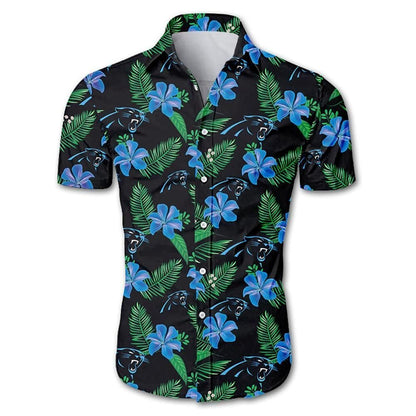 Carolina Panthers Tropical Flower Hawaiian Shirt_Hawaiian Shirt Gift, Christmas Gift