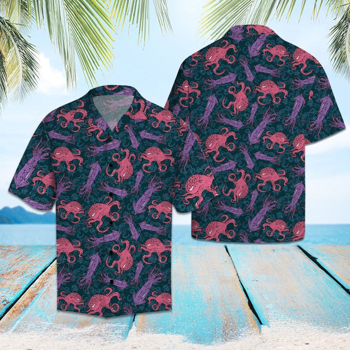 Amazing Octopus And Squid Pattern Hawaiian Shirt, Hawaiian For Gift