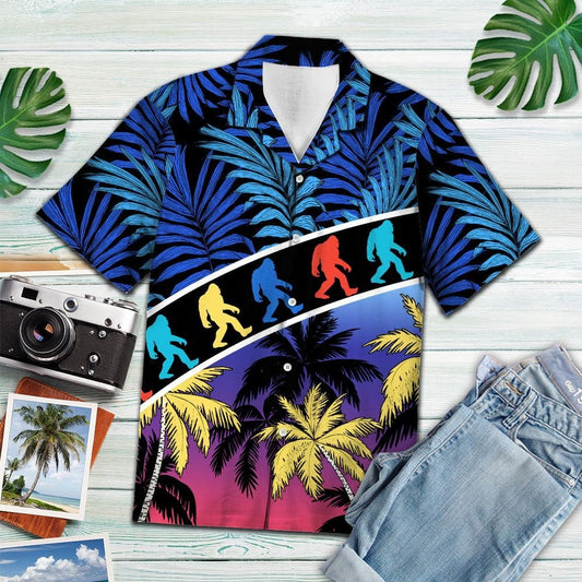 Enjoy The Vacation Tropical Coconut Palm Bigfoot Hawaiian Shirt, Hawaiian Shirt Gift, Christmas Gift