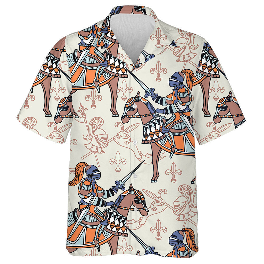 Funny Cartoon Horses Steed And Knight Hawaiian Shirt,Hawaiian Shirt Gift, Christmas Gift
