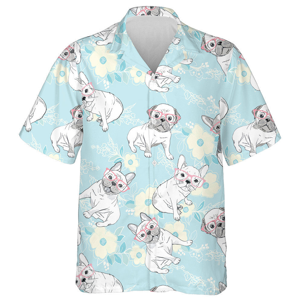 French Bulldog In The Winter Flower Garden Hawaiian Shirt, Hawaiian Shirt Gift, Christmas Gift