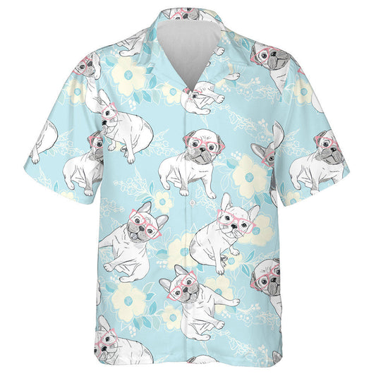 French Bulldog In The Winter Flower Garden Hawaiian Shirt, Hawaiian Shirt Gift, Christmas Gift