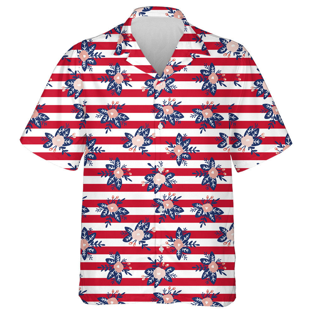 Péinteáil Bláthanna Spreagtha ar Stiallacha Bána agus Dearga Cúlra Léine haváí, Bronntanas Léine Haváíais, Bronntanas Nollag