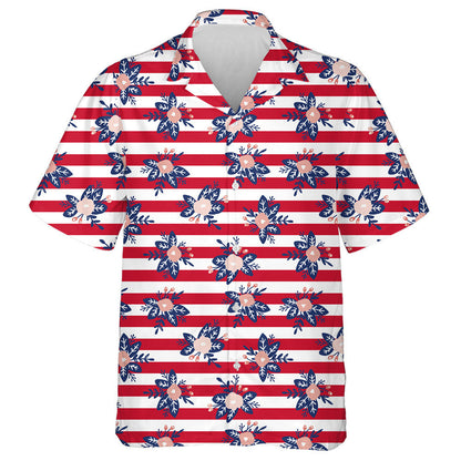 Péinteáil Bláthanna Spreagtha ar Stiallacha Bána agus Dearga Cúlra Léine haváí, Bronntanas Léine Haváíais, Bronntanas Nollag