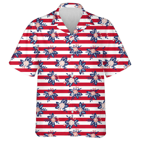 Péinteáil Bláthanna Spreagtha ar Stiallacha Bána agus Dearga Cúlra Léine haváí, Bronntanas Léine Haváíais, Bronntanas Nollag