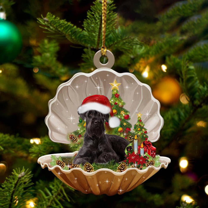 Black Schnauzer-Sleeping Pearl in Christmas Two Sided Christmas Plastic Hanging Ornament, Christmas Ornament Gift, Christmas Gift, Christmas Decoration