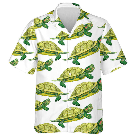 Pond Slider Turtle Couple Green A Smiling Hawaiian Shirt, Hawaiian Shirt Gift, Christmas Gift