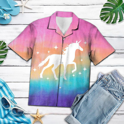 Hawaiian Shirt Nice White Unicorn And Twinkle Stars, Hawaiian For Gift