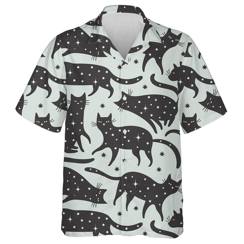 Cute Black Cats And Star Animal Pet Hawaiian Shirt, Hawaiian Shirt Gift, Christmas Gift
