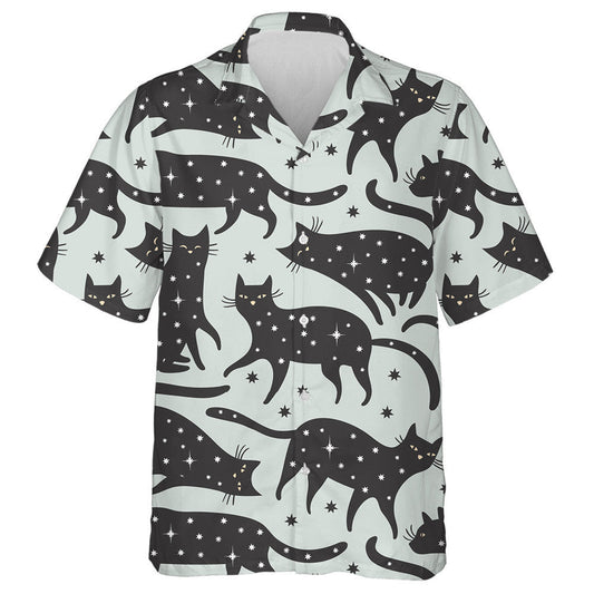 Cute Black Cats And Star Animal Pet Hawaiian Shirt, Hawaiian Shirt Gift, Christmas Gift