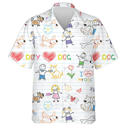 Funny Children's And Dogs Isolated Background Hawaiian Shirt,Hawaiian Shirt Gift, Christmas Gift