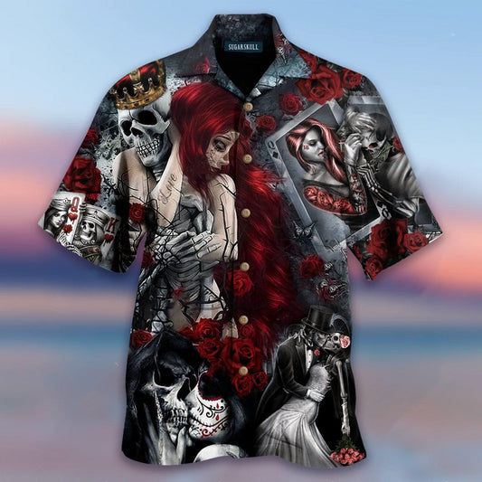 Red Skull Rose Nice Ornamental Hawaiian Shirt,Hawaiian Shirt Gift, Christmas Gift