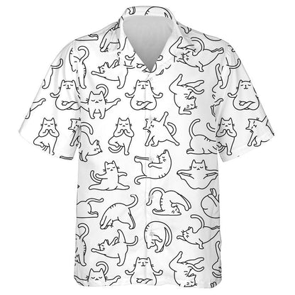 Imlíne ar Chartún Doodle Comic Cait Ióga Ióga Léine Haváís, Bronntanas Léine Haváís, Bronntanas Nollag