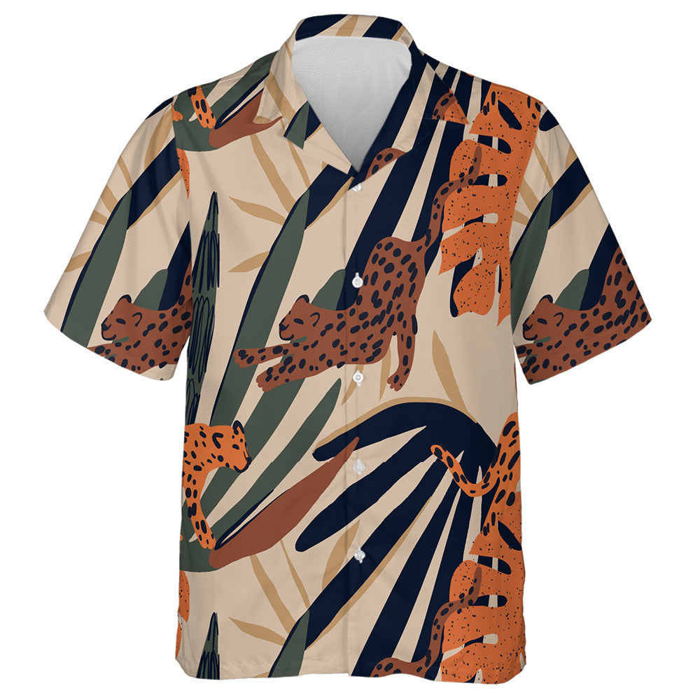 Hand Drawn Abstract With Leopards Natural Colors Hawaiian Shirt, Hawaiian Shirt Gift, Christmas Gift