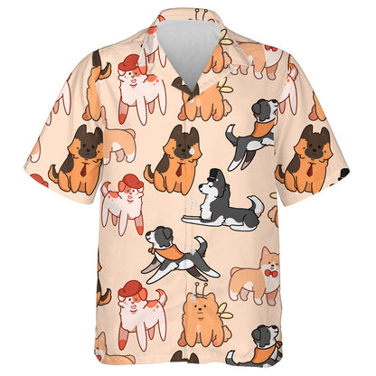Funny Dogs In Costume In Cartoon Background Hawaiian Shirt, Hawaiian Shirt Gift, Christmas Gift