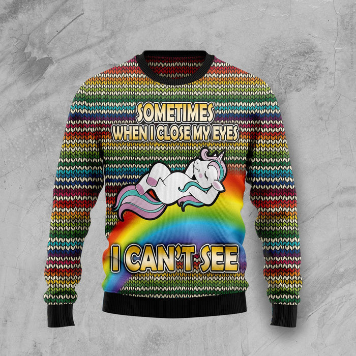 Funny Unicorn Sometimes When I Close My Eyes Ugly Christmas Sweater, Christmas Gift, Gift Christmas 2024