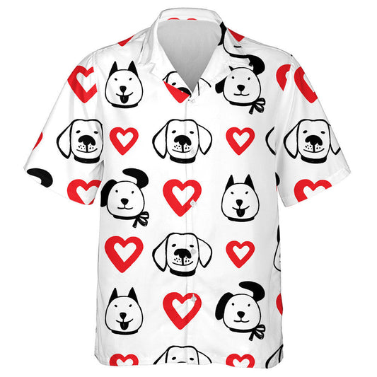 Dúigh Croí Láimhe Tarraingthe Agus Aghaidheanna Greannmhar Madraí Léine Haváí, Bronntanas Léine Haváíais, Bronntanas Nollag