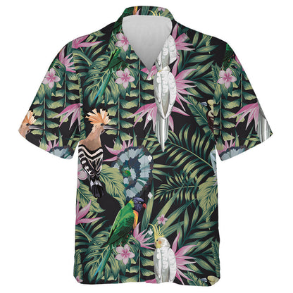 Birds Parrot Hoopoe And Plants Leaves Flowers Hawaiian Shirt, Hawaiian Shirt Gift, Christmas Gift