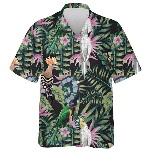 Birds Parrot Hoopoe And Plants Leaves Flowers Hawaiian Shirt, Hawaiian Shirt Gift, Christmas Gift