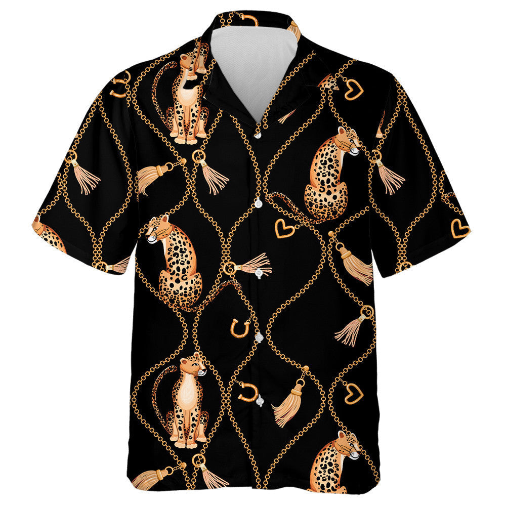 Leopards Golden Chains In Luxury Style Hawaiian Shirt, Hawaiian For Gift