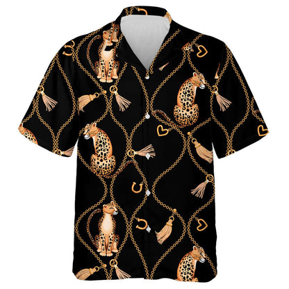 Leopards Golden Chains In Luxury Style Hawaiian Shirt, Hawaiian For Gift