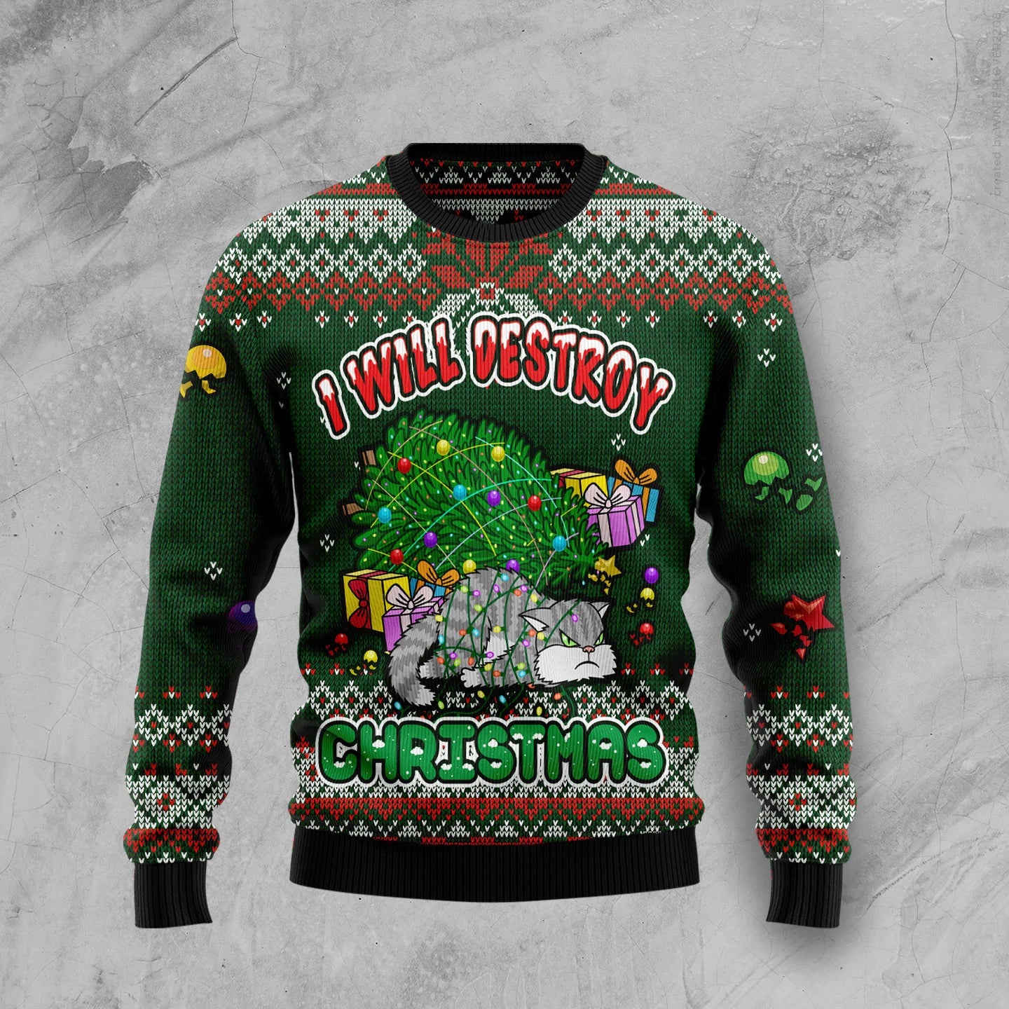 Funny Cat I Will Destroy Christmas Ugly Christmas Sweater,Christmas Ugly Sweater,Christmas Gift,Gift Christmas 2024