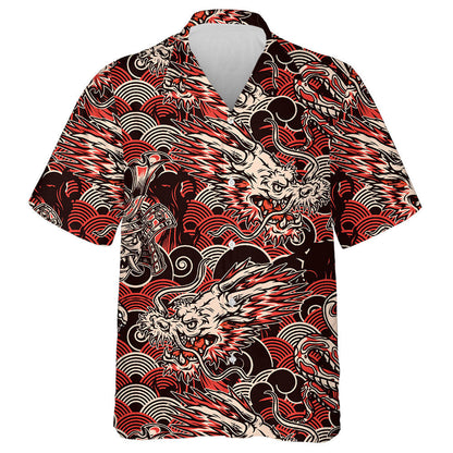 Fantasy Dragon Head Samurai Mask In Helmet Hawaiian Shirt, Hawaiian Shirt Gift, Christmas Gift