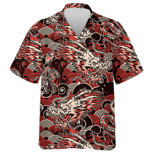 Fantasy Dragon Head Samurai Mask In Helmet Hawaiian Shirt, Hawaiian Shirt Gift, Christmas Gift
