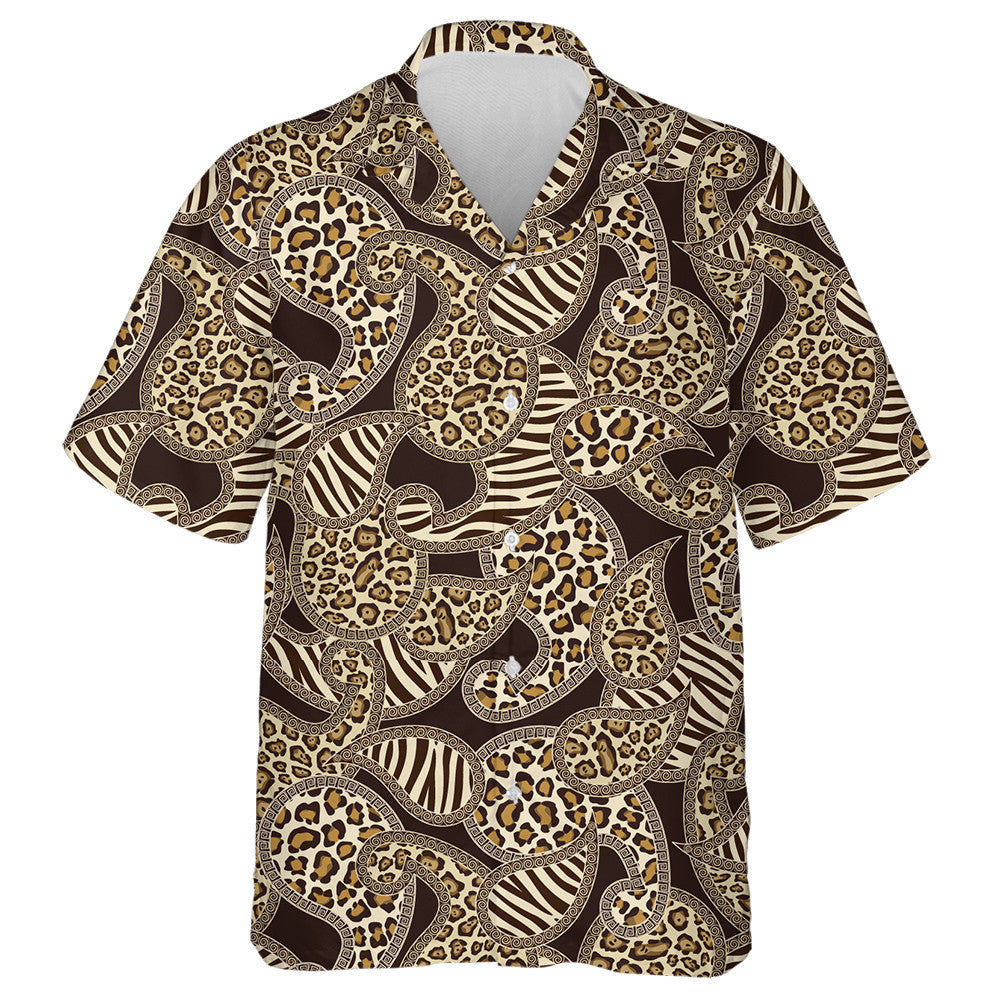 Paisley Style With Animal Leopard Skin Background Hawaiian Shirt, Hawaiian Shirt Gift, Christmas Gift