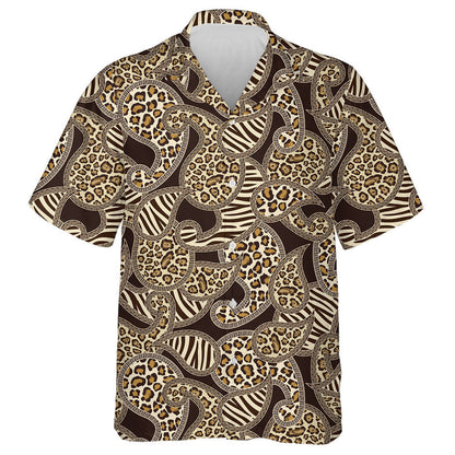 Paisley Style With Animal Leopard Skin Background Hawaiian Shirt, Hawaiian Shirt Gift, Christmas Gift