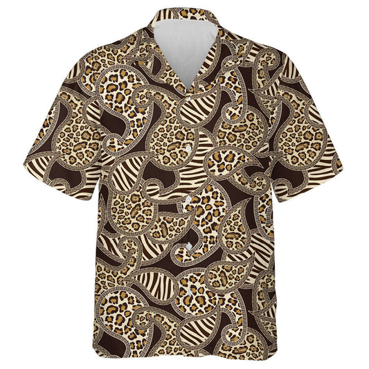 Paisley Style With Animal Leopard Skin Background Hawaiian Shirt, Hawaiian Shirt Gift, Christmas Gift