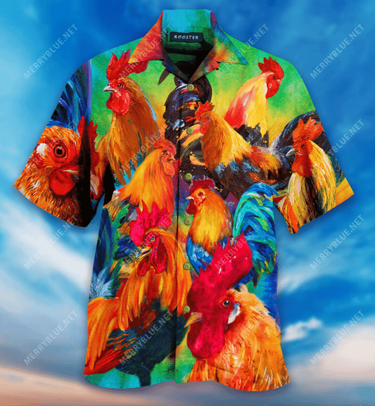 Roosters Corlorful Haváis Shirt Aloha Shorts Haváís Gearr Muinchille Trá, Bronntanas Léine Haváís, Bronntanas Nollag