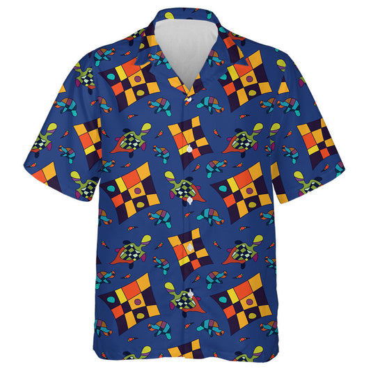 Turtles And Lotuses In Blue Colors Hawaiian Shirt, Hawaiian For Gift