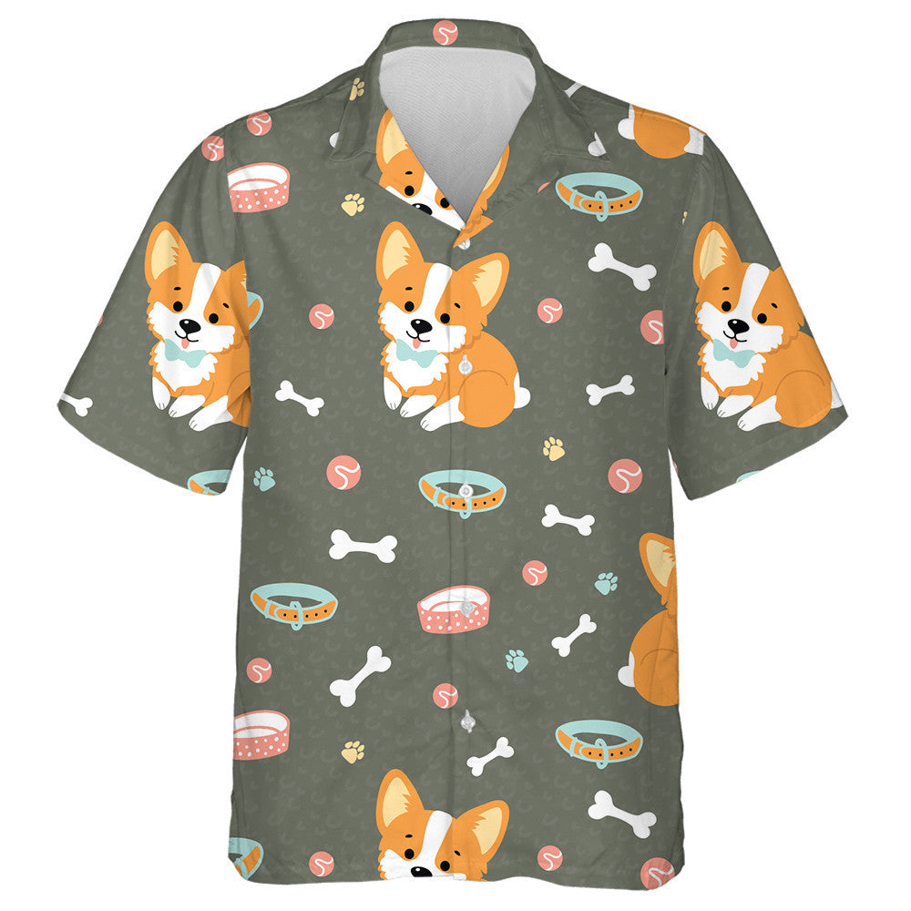 Madraí gleoite Corgi ar Chúlra Dorcha Léine Haváí, Bronntanas Léine Haváí, Bronntanas Nollag