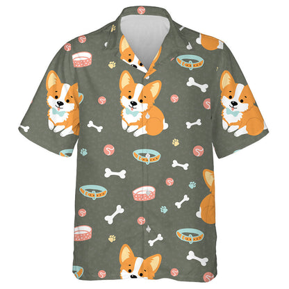 Madraí gleoite Corgi ar Chúlra Dorcha Léine Haváí, Bronntanas Léine Haváí, Bronntanas Nollag