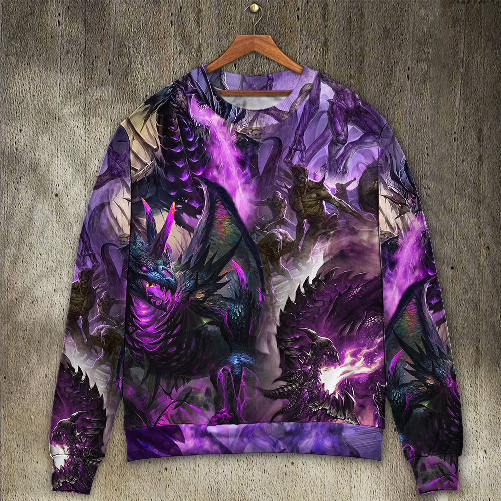 Dragon Purple Skull Monster Lightning Fight Art Style Ugly Christmas Sweater, Christmas Gift, Gift Christmas 2024