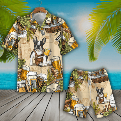 Boston Terrier Dog & Beer Design Hawaiian Shirt, Hawaiian For Gift