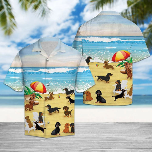 Gníomhaíochtaí Gníomhacha Madra Dachshund I bPatrún Trá Léine Haváís, Bronntanas Léine Haváíais, Bronntanas Nollag