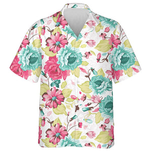 Abstract Elegance Colorful Flowers And Flying Petals Pattern Hawaiian Shirt, Hawaiian Shirt Gift, Christmas Gift