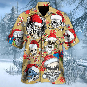 Halloween Christmas Creepy Skull In Santa Costume Hawaiian Shirt, Hawaiian Shirt Gift, Christmas Gift