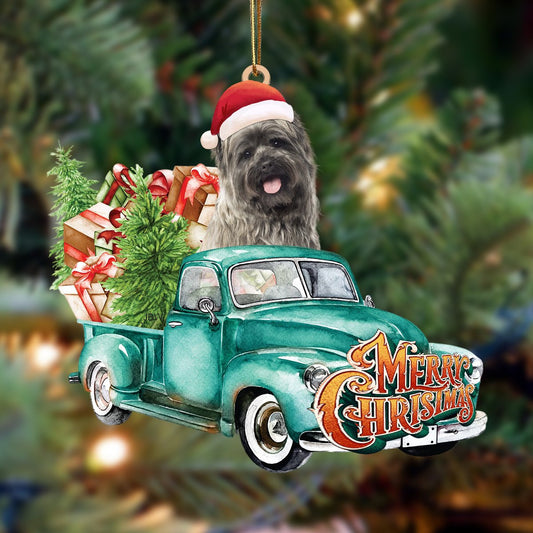cairn terrier-Green Truck Hanging Christmas Plastic Hanging Ornament, Happy Christmas Ornament, Christmas Gift, Christmas Decoration