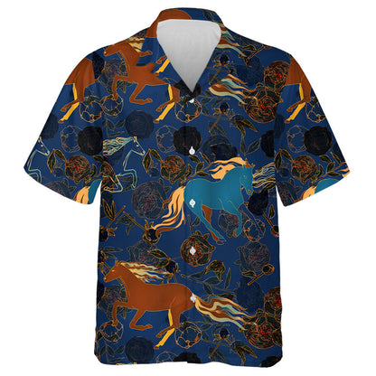 Brown Horses With Colored Manes And Tails Hawaiian Shirt, Hawaiian Shirt Gift, Christmas Gift