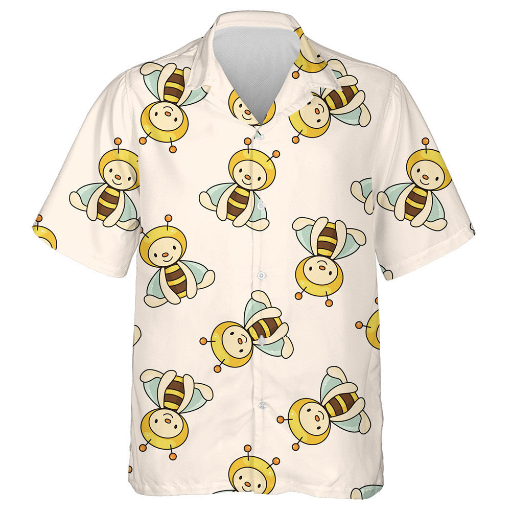 Watercolor Cute Cartoon Baby Bee Sitting Hawaiian Shirt, Hawaiian Shirt Gift, Christmas Gift