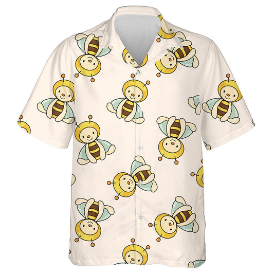 Watercolor Cute Cartoon Baby Bee Sitting Hawaiian Shirt, Hawaiian Shirt Gift, Christmas Gift