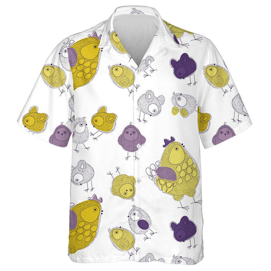 Greannmhar Cearc agus Sicín ildaite ar Chúlra Bán Léine Haváís, Bronntanas Léine Haváís, Bronntanas Nollag