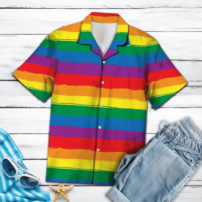 Lgbt Beautiful Painting Rainbow Pattern Hawaiian Shirt, Hawaiian For Gift