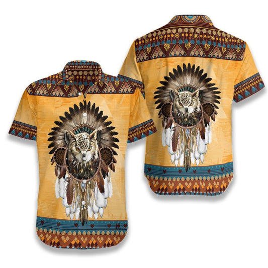 Native Owl Artistic Background Design Hawaiian Shirt,Hawaiian Shirt Gift, Christmas Gift