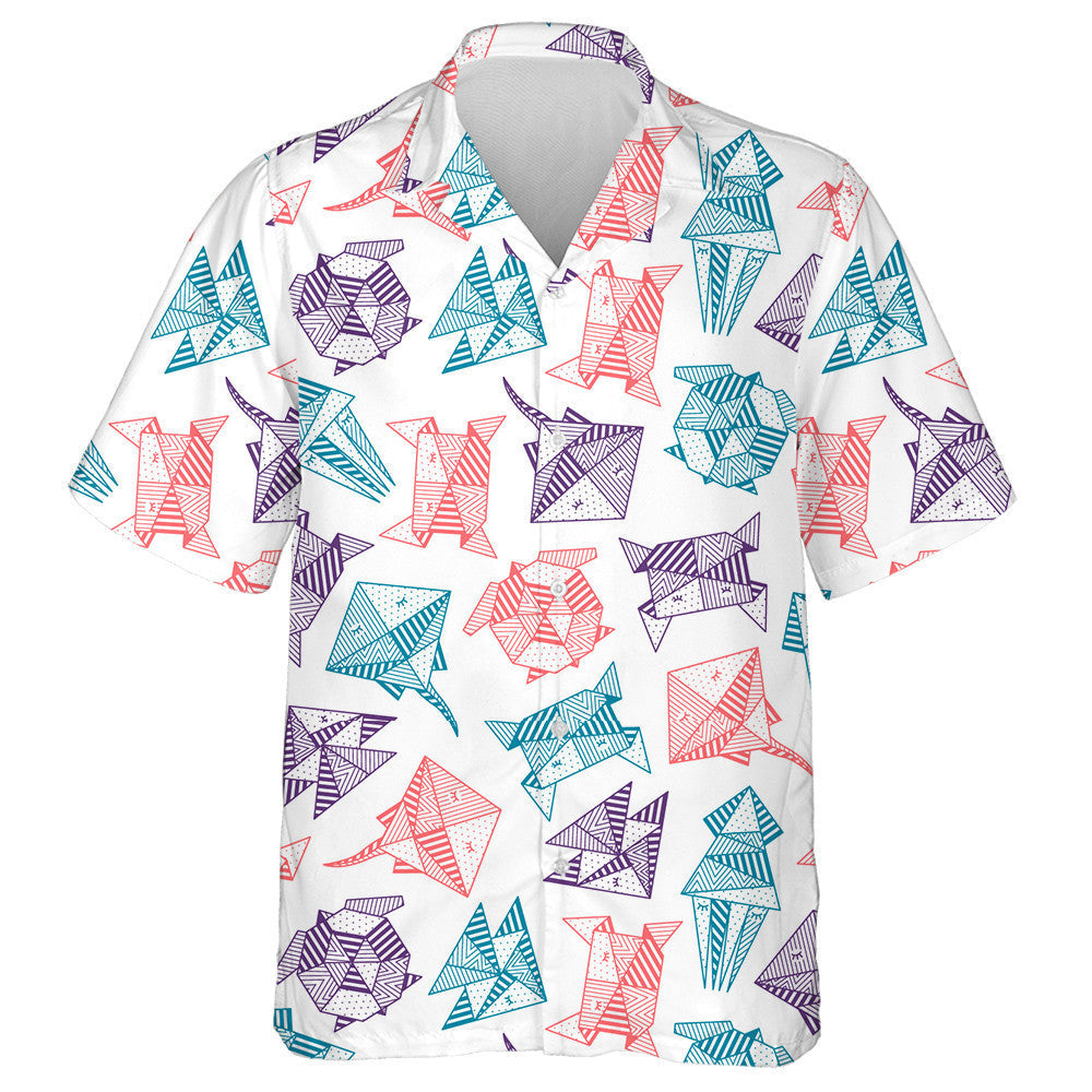 Ainmhithe Mara Turtar Origami ar Chúlra Bán Léine Haváís, Bronntanas Léine Haváíais, Bronntanas Nollag